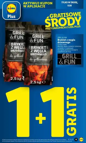 Lidl Brykiet z węgla drzewnego 2,5 kg 1+1 GRATIS oferta
