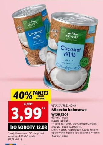 Lidl Mleczko kokosowe w puszce 425 ml oferta