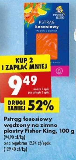 Biedronka Pstrąg łososiowy wędzony na zimno plastry Fisher King, 100 g oferta