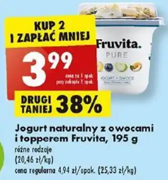 Biedronka Jogurt naturalny z owocami i topperem Fruvita, 195 g różne rodzaje oferta