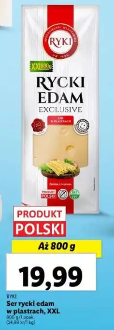 Lidl RYKI Ser rycki edam w plastrach, XXL 800 g oferta