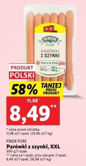 Parówki z szynki, XXL 500 g