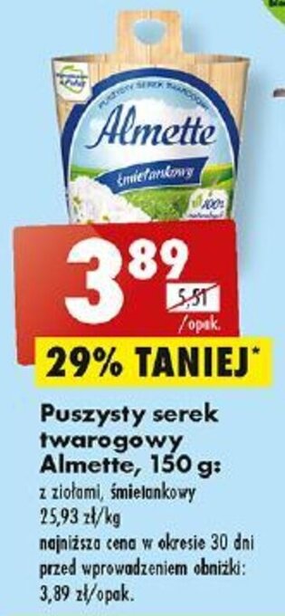 Biedronka Puszysty serek twarogowy Almette, 150 g: oferta