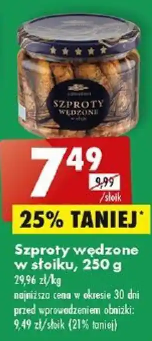 Biedronka Szproty wędzone w słoiku, 250 g oferta