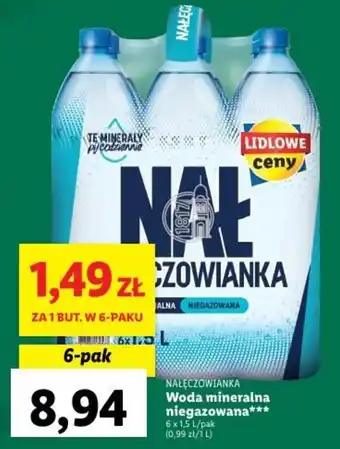 Lidl NAŁĘCZOWIANKA Woda mineralna niegazowana 6 x 1,5 L/pak oferta