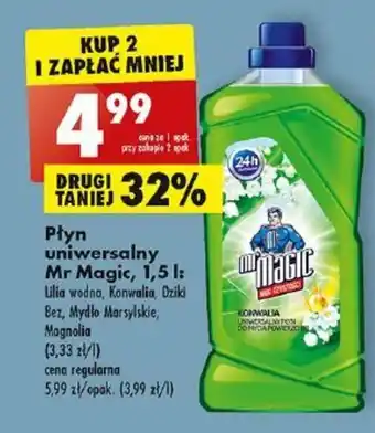 Biedronka Płyn uniwersalny Mr Magic, 1,5 l: Ulia wodna, Konwalia, Dziki oferta