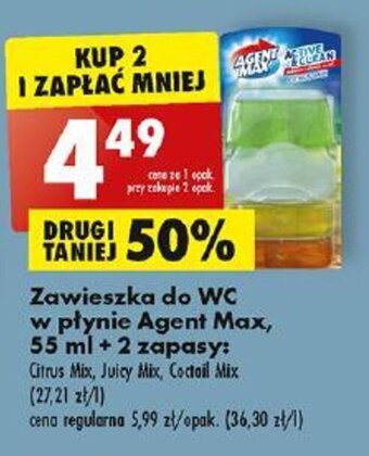 Biedronka Zawieszka do WC w płynie Agent Max, 55 ml + 2 zapasy: oferta