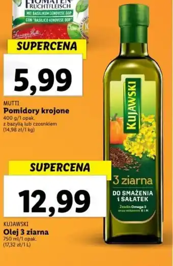Lidl KUJAWSKI Olej 3 ziarna 750 ml/1 opak. oferta