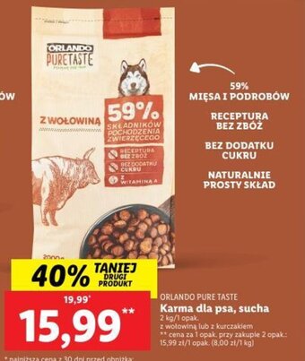 Lidl ORLANDO PURE TASTE Karma dla psa, sucha 2 kg/1 opak. oferta
