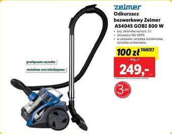 Lidl Zelmer Odkurzacz bezworkowy AS4045 GOBI 800 W oferta