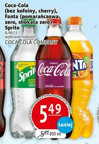 Prim Market Coca-Cola (bez kofeiny, cherry), Fanta (pomarańczowa, zero, shokata zero) Sprite 850ml oferta