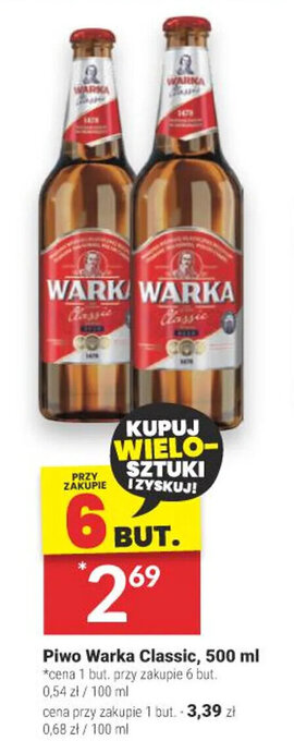 Twój Market Piwo Warka Classic, 500 ml oferta