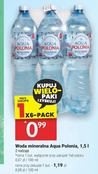 Twój Market Woda mineralna Aqua Polonia, 1,5 l oferta