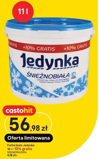Castorama Farba biała Jedynka 10l + 10% gratis oferta