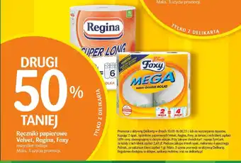 Delikatesy Centrum DRUGI 50% TANIEJ Ręczniki papierowe Velvet, Regina, Foxy oferta
