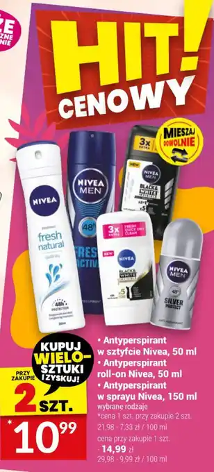 Twój Market Antyperspirant w sztyfcie Nivea, 50 ml/Antyperspirant roll-on Nivea, 50 ml/Antyperspirant w sprayu Nivea, 150 ml oferta