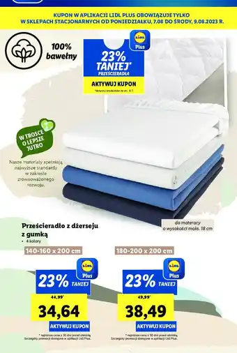 Lidl Prześcieradło jersey z gumką 180 x 200 cm oferta