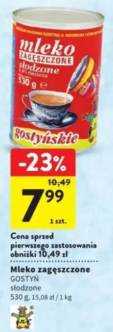 Intermarche Sm gostyń mleko gostyńskie zagęszczone słodzone 8,0% 530 g oferta