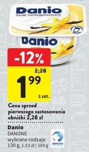 Intermarche Danio serek homogenizowany o smaku waniliowym 130 g oferta
