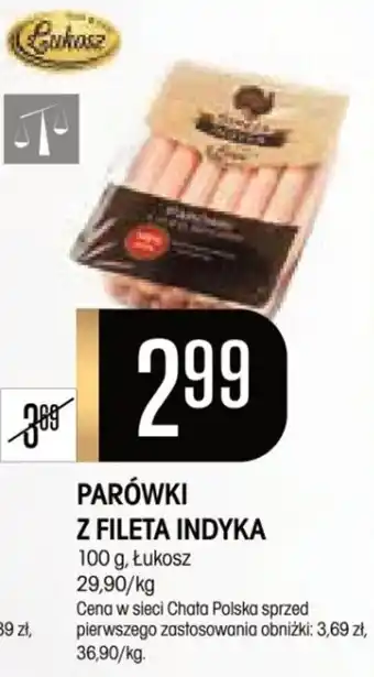 Chata Polska PARÓWKI Z FILETA INDYKA 100 g, Łukosz oferta