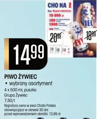 Chata Polska PIWO ŻYWIEC 4 x 500 ml, puszka oferta