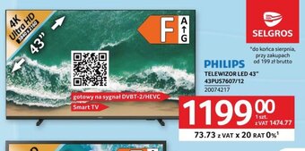 Selgros PHILIPS TELEWIZOR LED 43" 43PUS7607/12 oferta
