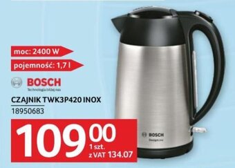 Selgros BOSCH CZAJNIK TWK3P420 INOX oferta