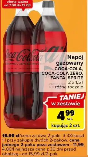 Carrefour Express Coca-cola zero napój gazowany 2 x 1,5 l oferta