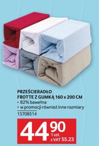 Selgros PRZEŚCIERADŁO FROTTE Z GUMKĄ 160 x 200 CM oferta