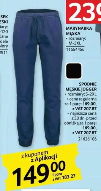 Selgros SPODNIE MĘSKIE JOGGER • rozmiary: S-2XL oferta