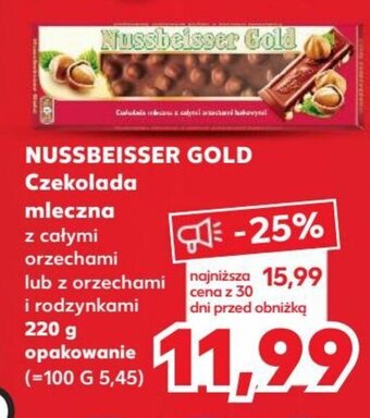 Kaufland NUSSBEISSER GOLD Czekolada mleczna 220 g oferta
