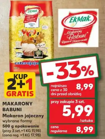Kaufland Makarony Babuni Makaron jajeczny 500 g opakowanie oferta