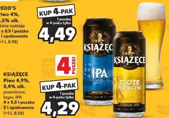 Kaufland KSIĄŻĘCE Piwo 4,9%, 5,4% alk. 4 x 0,5 l puszka 2l opakowanie oferta