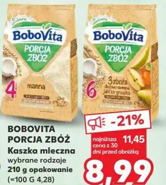 Kaufland BOBOVITA PORCJA ZBÓŻ Kaszka mleczna 210 g opakowanie oferta