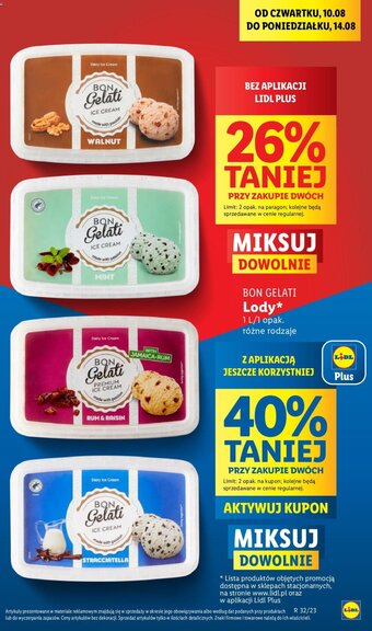 Lidl Lody* 1 l 26% TANIEJ PRZY ZAKUPIE DWÓCH oferta