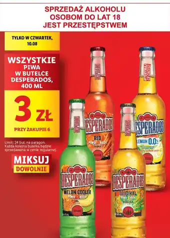 Lidl WSZYSTKIE PIWA W BUTELCE DESPERADOS, 400 ML 3 ZŁ PRZY ZAKUPIE 6 oferta