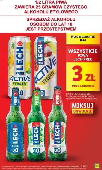 Lidl WSZYSTKIE PIWA LECH FREE 3 ZŁ PRZY ZAKUPIE 6 oferta