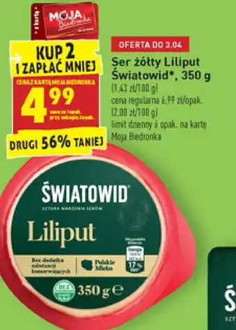 Biedronka Ser żółty Liliput Światowid 350g oferta