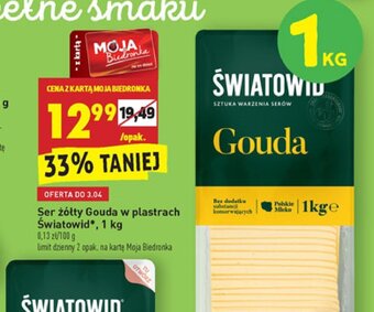 Biedronka Ser żółty Gouda w plastrach Światowid 1kg oferta