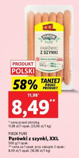 Lidl Parówki z szynki, XXL 500 g oferta