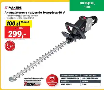 Lidl PARKSIDE Akumulatorowe nożyce do żywopłotu 40 V oferta