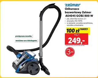 Lidl Zelmer Odkurzacz bezworkowy AS4045 GOBI 800 W oferta