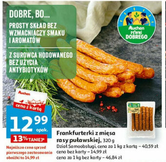 Auchan Frankfurterki z mięsa rasy puławskiej, 320 g oferta