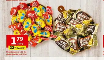 Auchan Karmelki z nadzieniem kakaowym Coffe Like, Sweet Drop, Butter Milk Oraz galaretka Cary Bee Roshen 100g oferta
