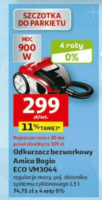 Auchan Amica Bagio Odkurzacz bezworkowy ECO VM3044 oferta