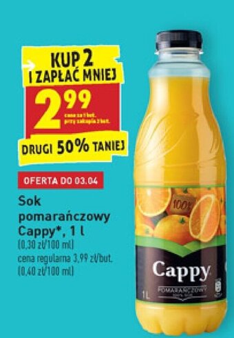 Biedronka Sok pomarańczowy Cappy 1l oferta