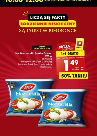 Ser Mozzarella Sottile Gusto, 125 g