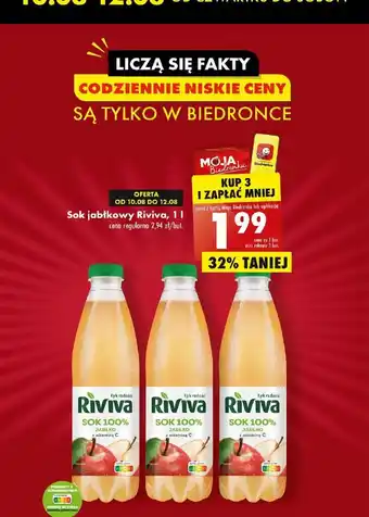 Biedronka Sok jabłkowy Riviva, 1 I oferta