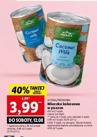 Lidl Mleczko kokosowe light oferta