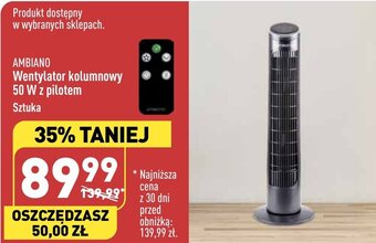 ALDI AMBIANO Wentylator kolumnowy 50 W z pilotem oferta